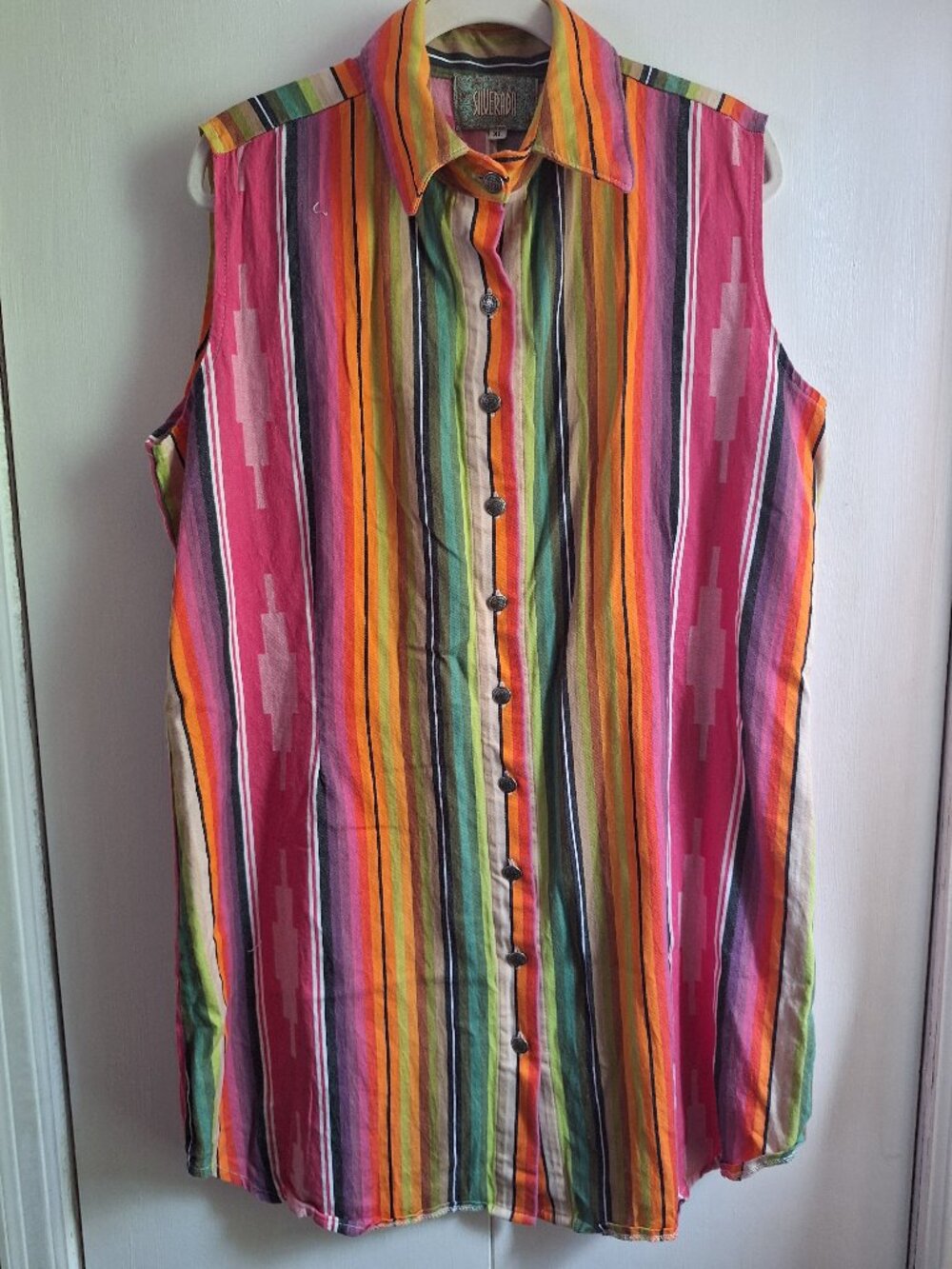 Silverado Women’s XL Southwestern Serape Stripe Sleeveless Button Front Tunic